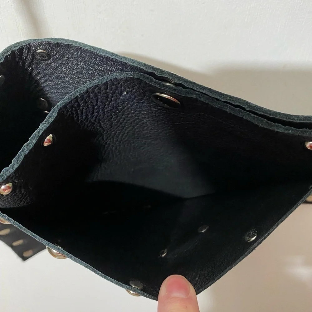 Huaracha Studios purse leather crossbody slim outer pocket studded